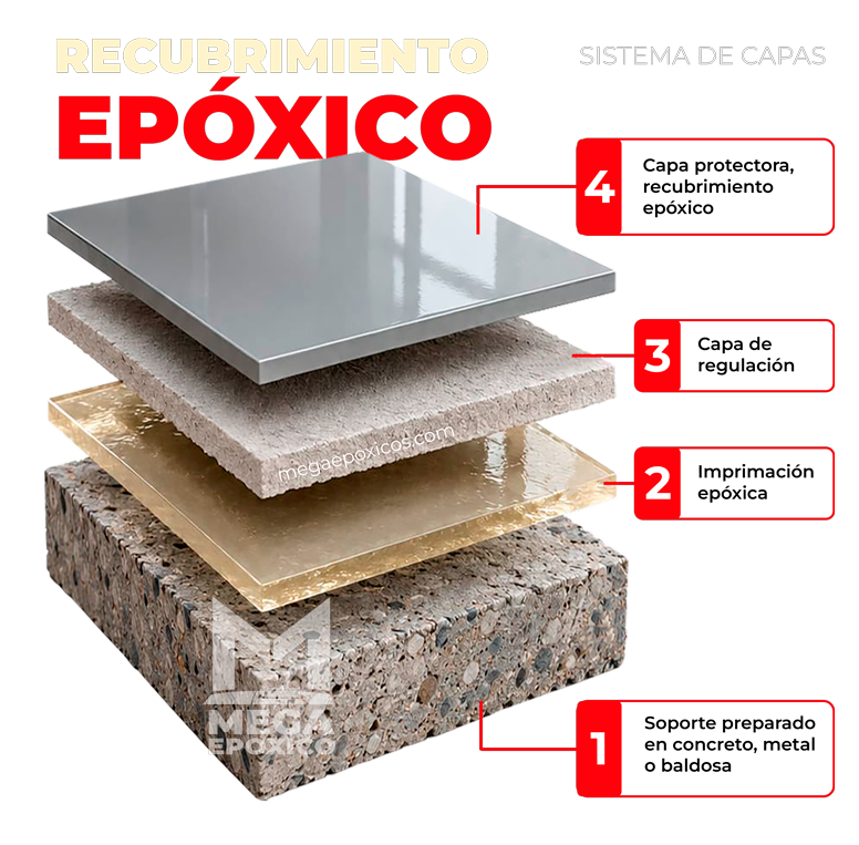 Sistema de Capas para Recubrimiento Epóxico y Pisos Industriales MegaEpoxicos